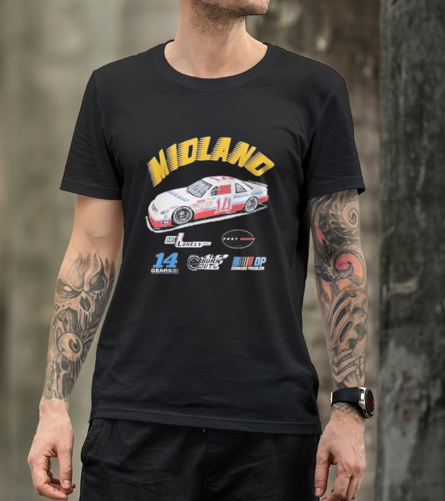 Midland Racing Team Car Fast Wheels Mr. Lonely Co. Burnout DP Driving People 14 Gears T-Shirt