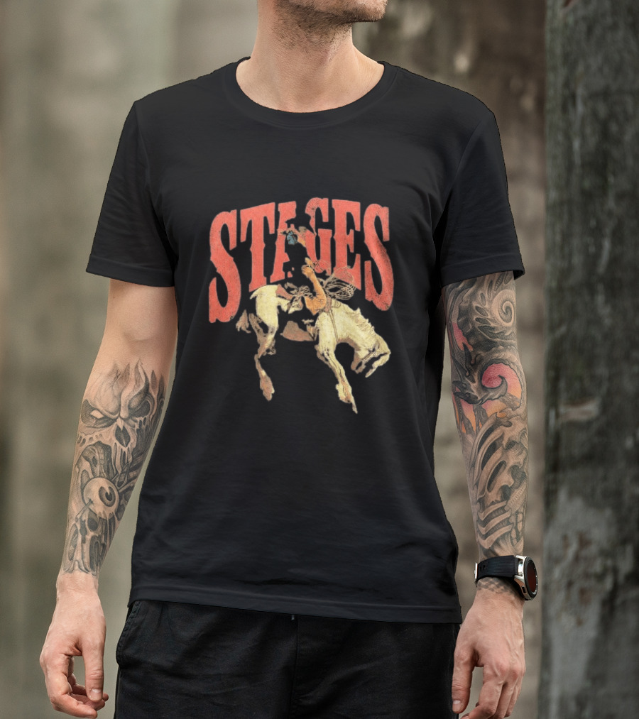 Stages Rodeo Cowboy And Horse Action T-Shirt