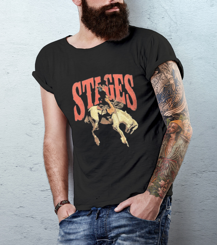 Stages Rodeo Cowboy And Horse Action T-Shirt