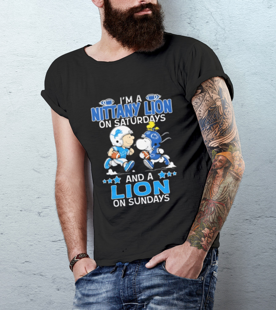 Peanuts Snoopy Charlie Brown Nittany Lion Saturdays Sundays Football T-Shirt
