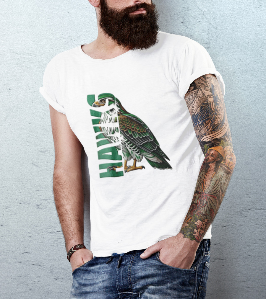 Atlanta Hawks Green Brown Hawk Bird Profile View T-Shirt