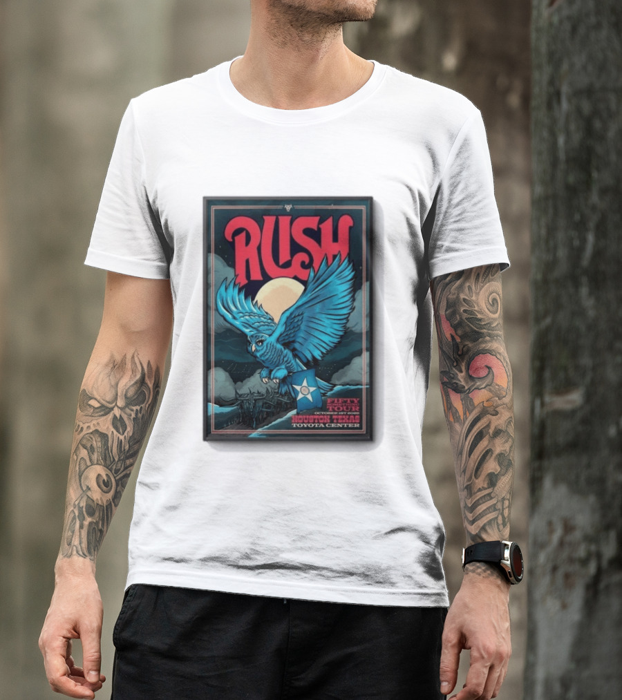 RUSH Houston Texas 10 1 2026 Owl Moon Toyota Center Fifty Tour T-Shirt
