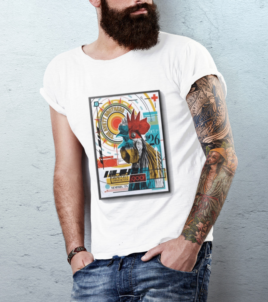 The Avett Brothers Memphis TN Grand City Amphitheater October 1 2026 Rooster T-Shirt