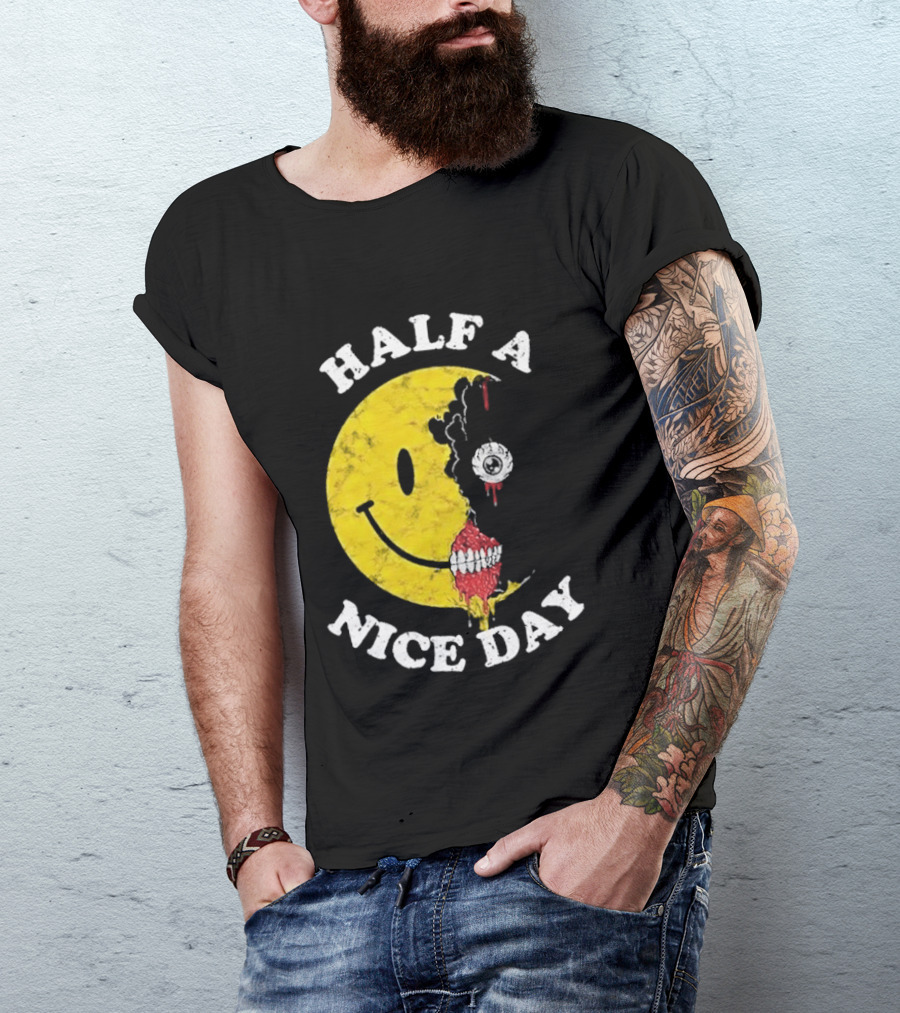 Beware Boiuna Lena Half A Nice Day Smiley Face Decay T-Shirt
