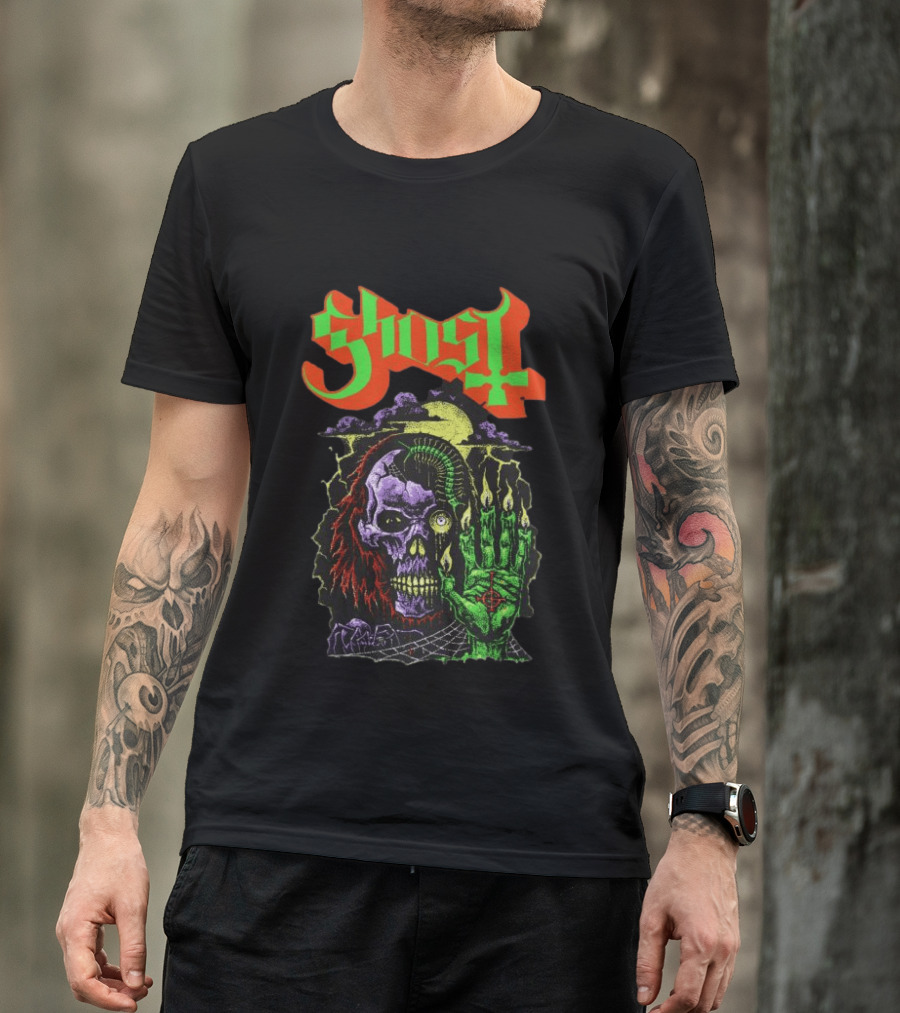 Ghost Store Necromancy Skull Candle Hand T-Shirt