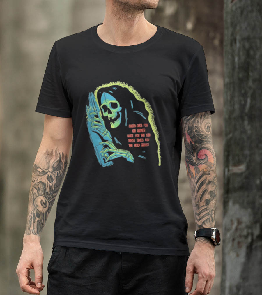 Knock Once For The Father Twice For The Son Three Times For The Holy Ghost Skeleton Grim Reaper T-Shirt