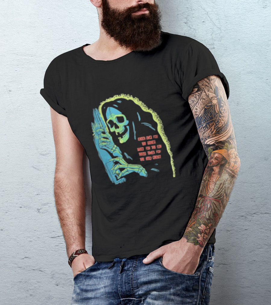 Knock Once For The Father Twice For The Son Three Times For The Holy Ghost Skeleton Grim Reaper T-Shirt