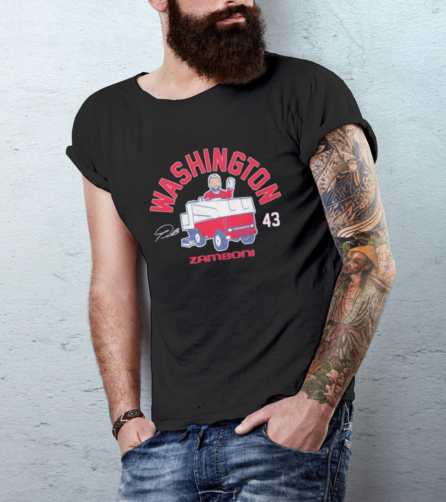 Washington Capitals Tom Wilson 43 Zamboni Driver Cartoon T-Shirt