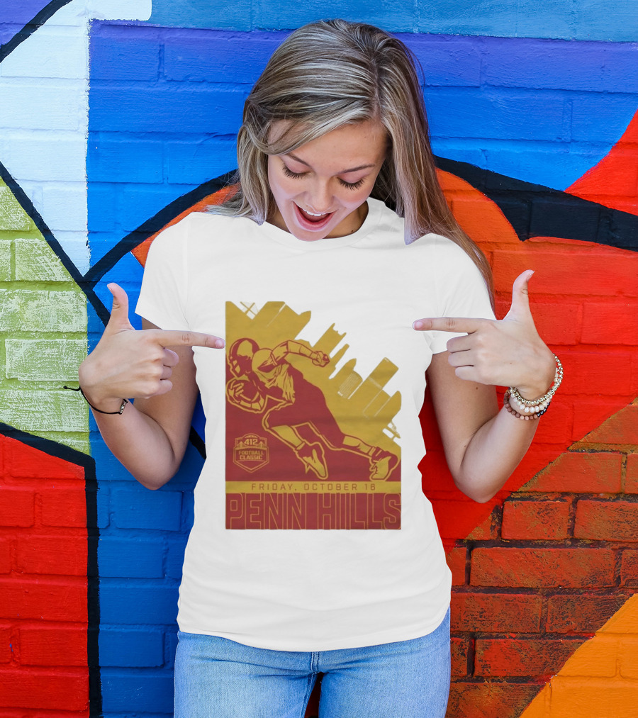 412 Football Classic Penn Hills Friday October 16 Football Player Image T-Shirt