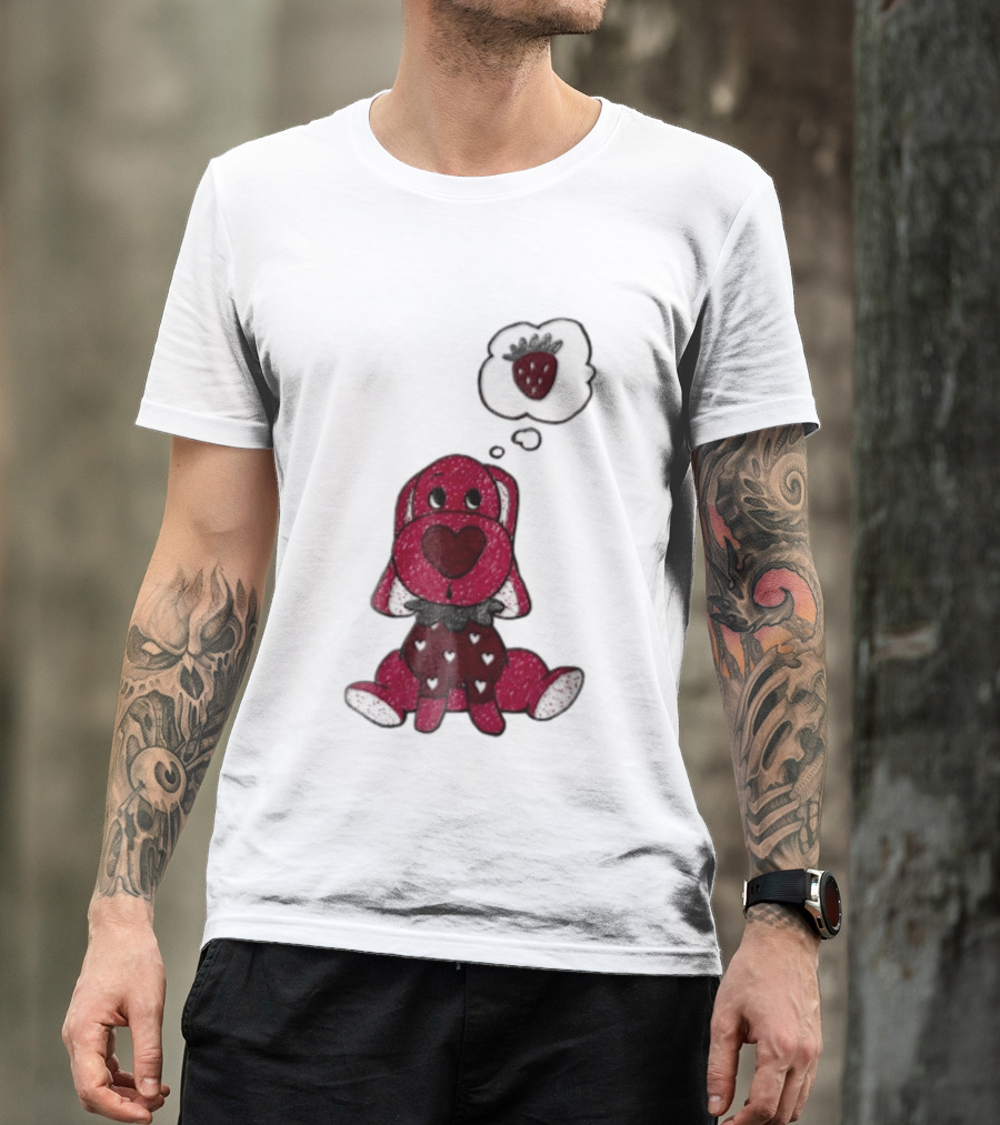 Dog With Strawberry Thought Bubble Costume Hearts T-Shirt