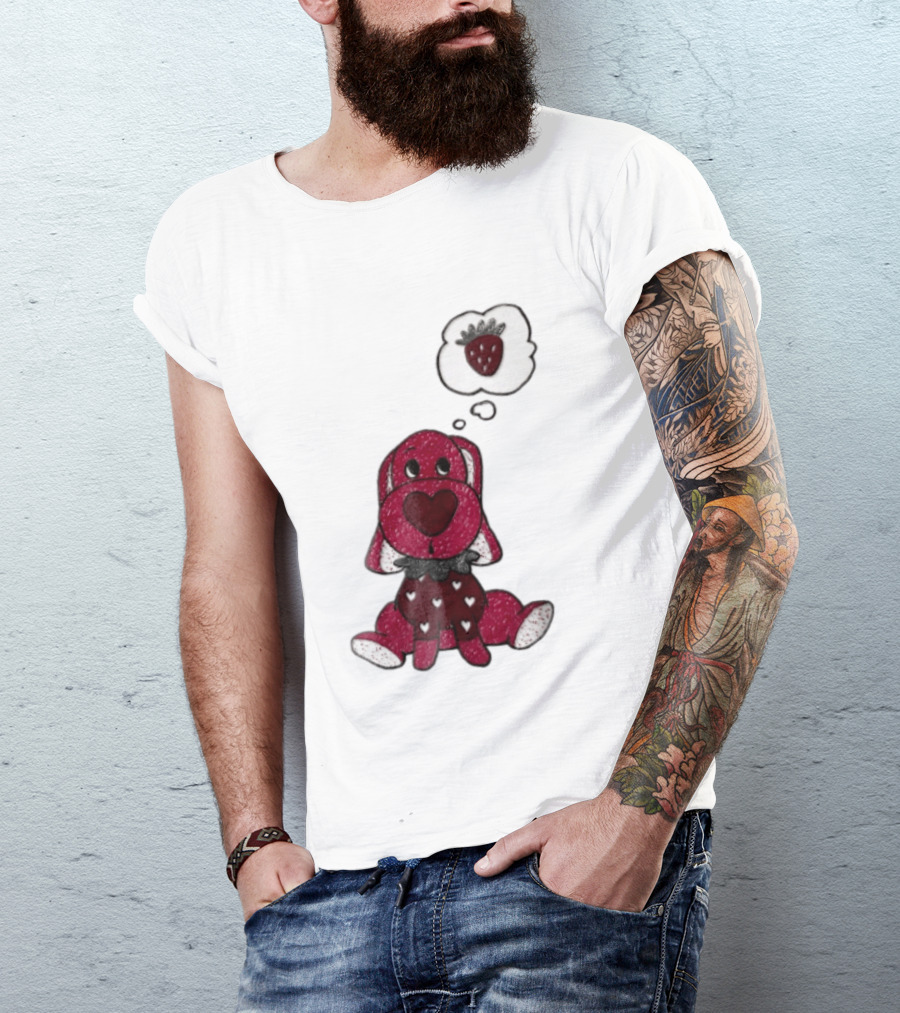 Dog With Strawberry Thought Bubble Costume Hearts T-Shirt