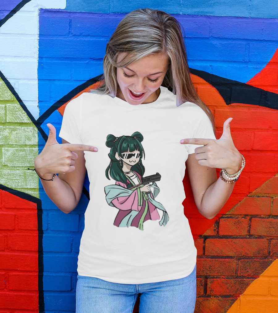 Mao Mao The Apothecary Diaries Anime Character With Gun And Sunglasses T-Shirt