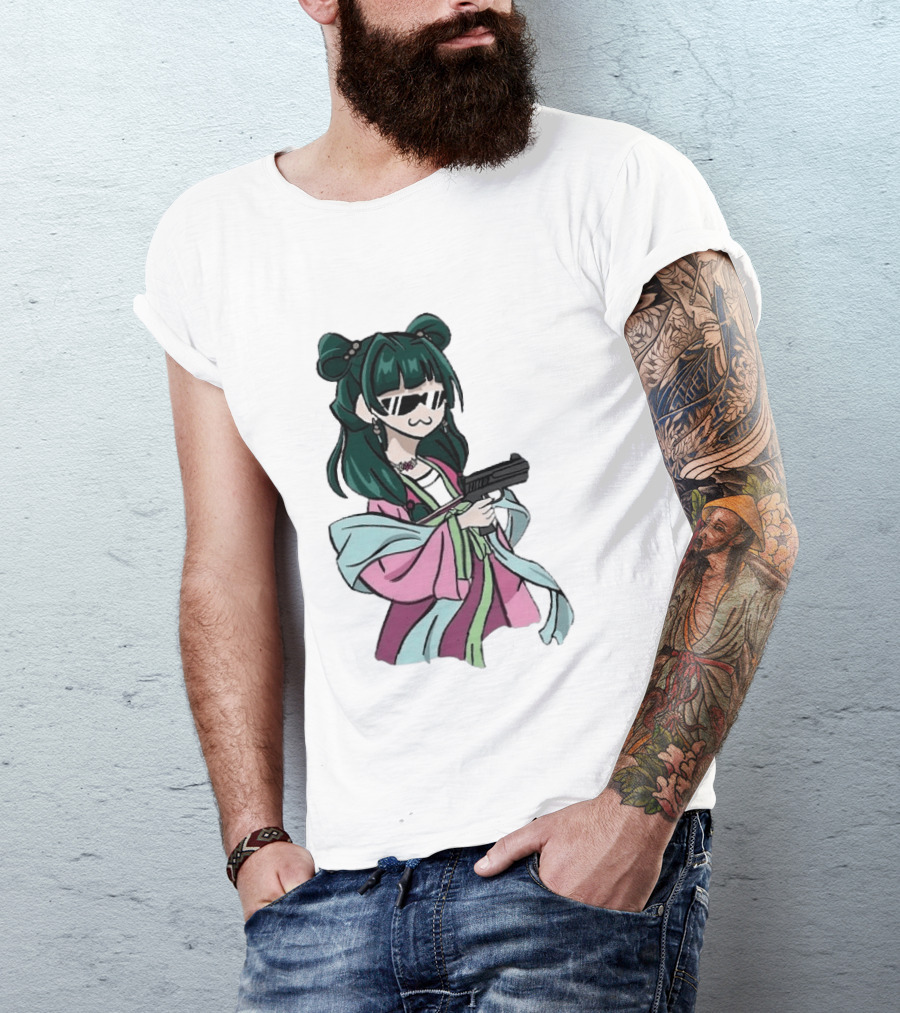Mao Mao The Apothecary Diaries Anime Character With Gun And Sunglasses T-Shirt