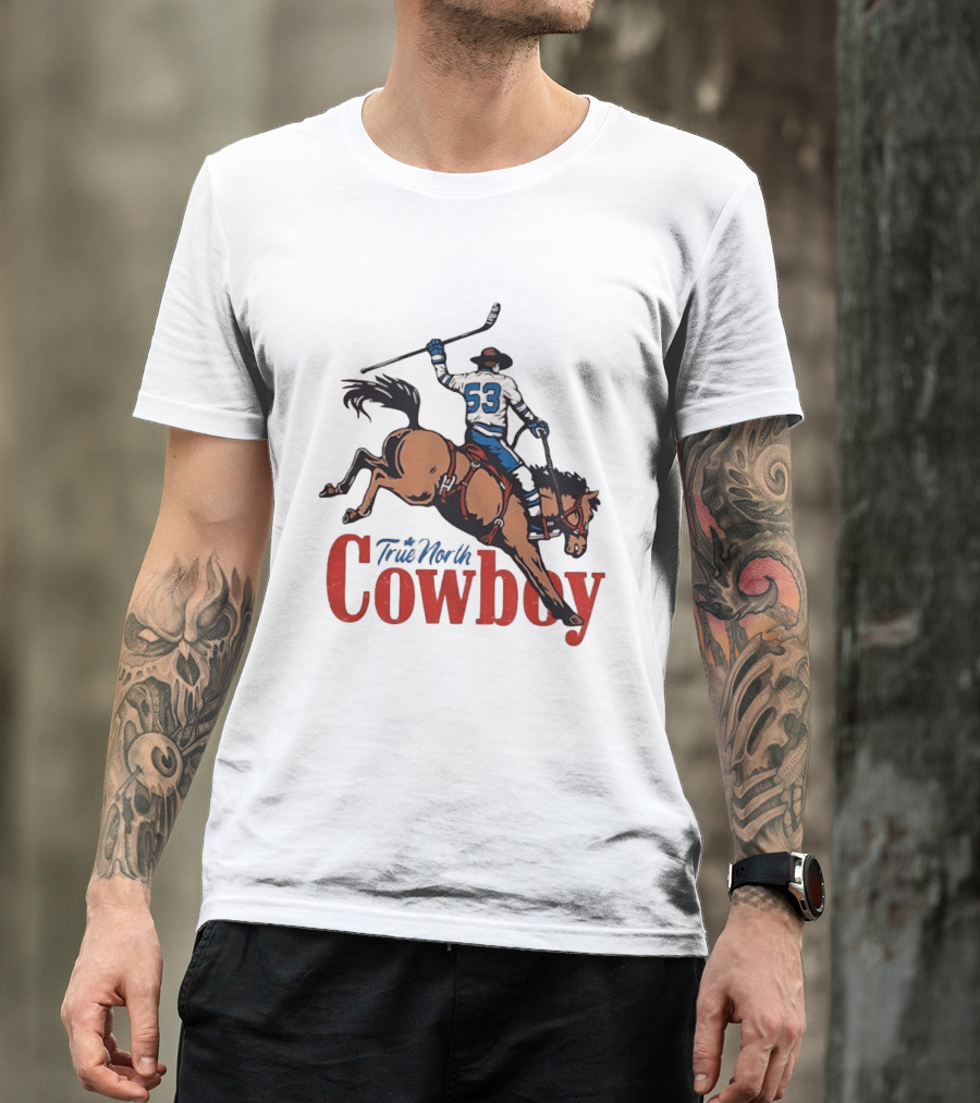 True North Cowboy Hockey Riding Bucking Bronco Number 53 T-Shirt