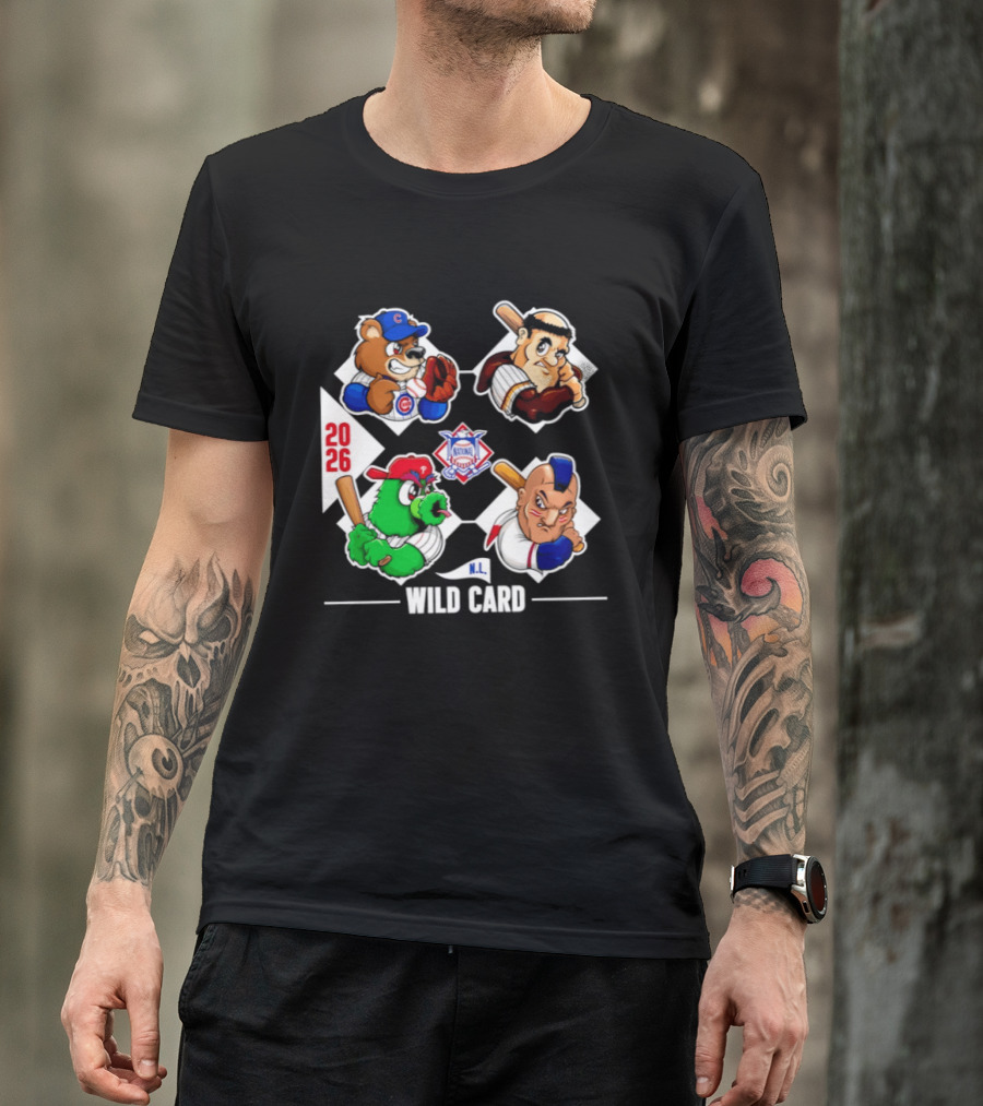 2026 National League Wild Card Cubs Baseball Cartoon Characters T-Shirt