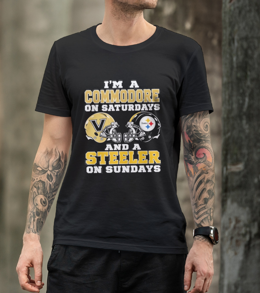 I'm A Commodore On Saturdays And A Steeler On Sundays Helmets T-Shirt