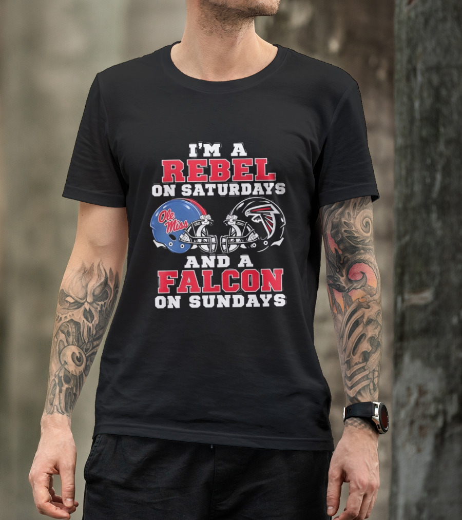 Ole Miss Rebels Saturdays Atlanta Falcons Sundays Football Helmets T-Shirt