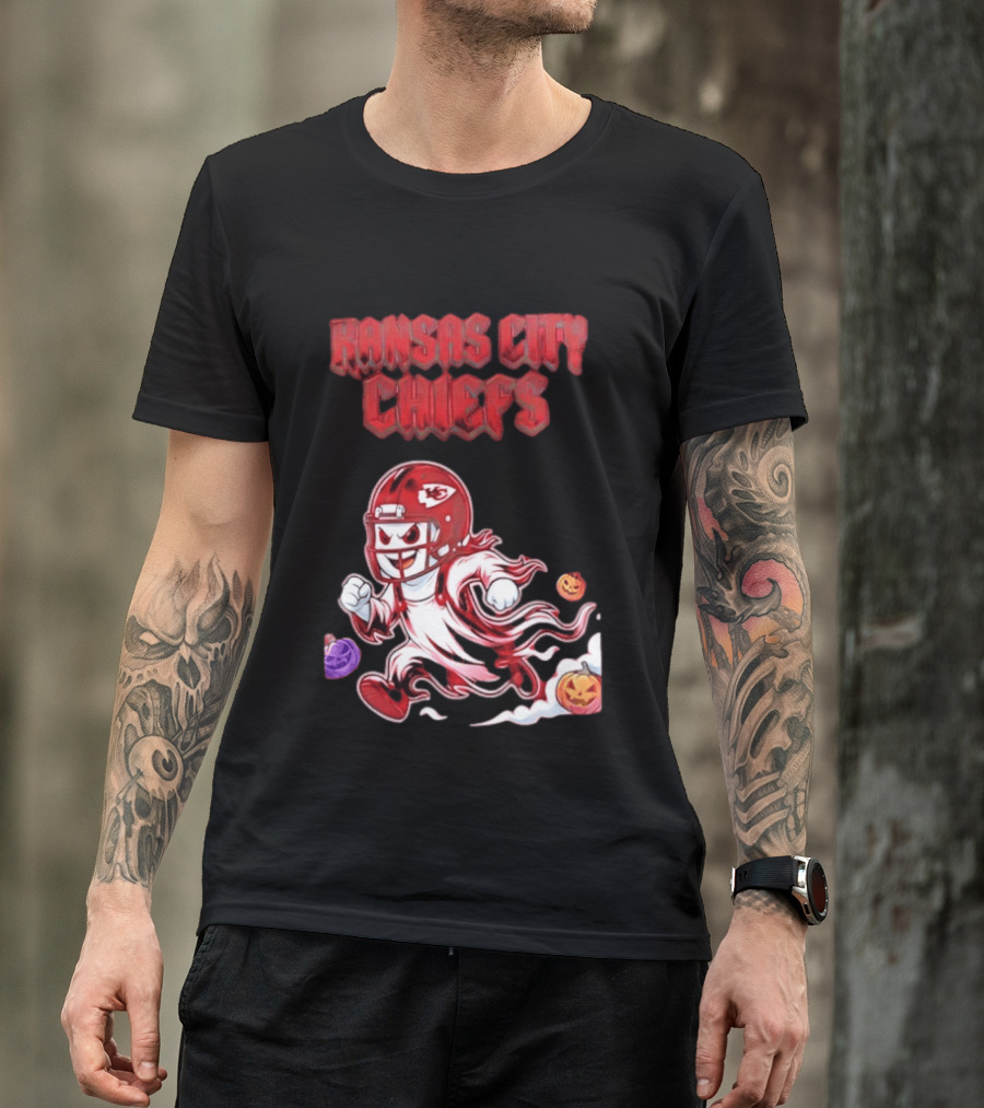 Kansas City Chiefs Halloween Ghost Football 2026 Spooky Pumpkins T-Shirt