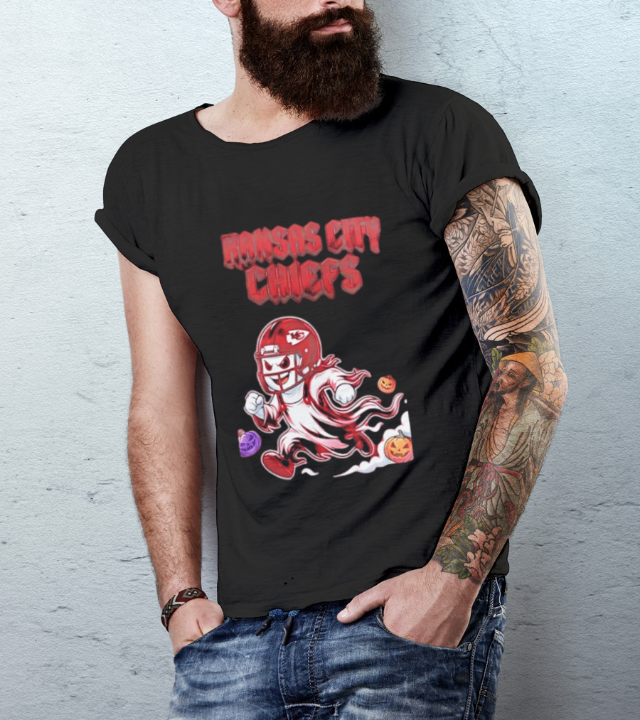 Kansas City Chiefs Halloween Ghost Football 2026 Spooky Pumpkins T-Shirt