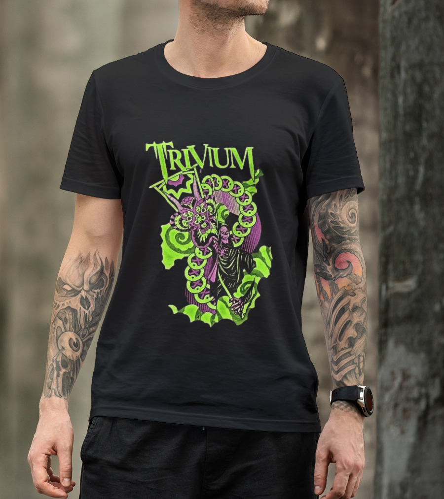 Trivium Australia Tour 2026 Neon Green Serpent Wizard T-Shirt