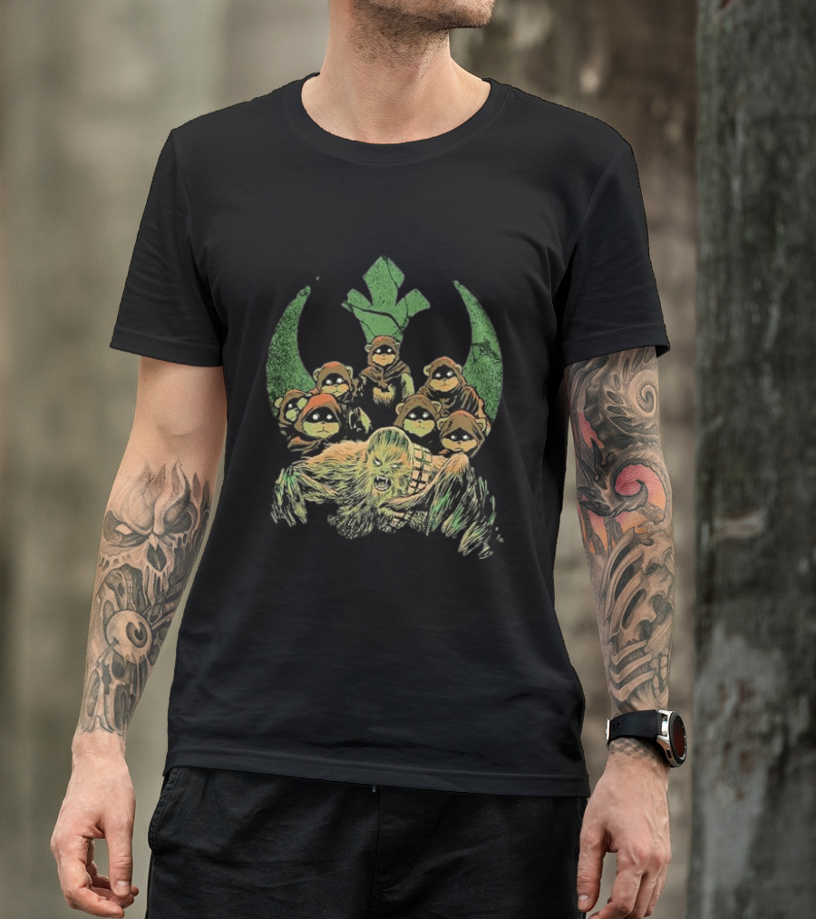 Star Wars Chewbacca And Ewoks Resistance Rebellion T-Shirt