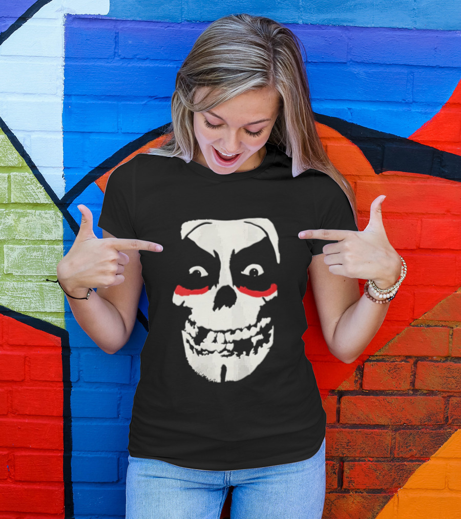 Misfits Danhausen Skull Face Design With Red Accents T-Shirt