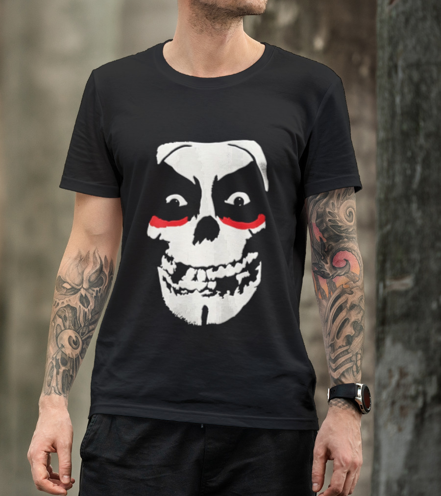 Misfits Danhausen Skull Face Design With Red Accents T-Shirt