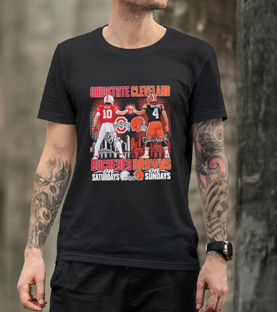 Ohio State Cleveland Buckeyes Browns Sayin Watson Saturdays Sundays T-Shirt