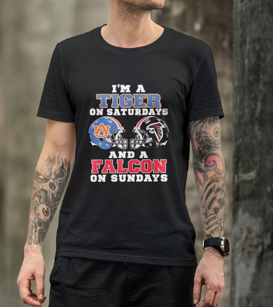 Auburn Tigers Saturdays Atlanta Falcons Sundays Helmet Fans T-Shirt
