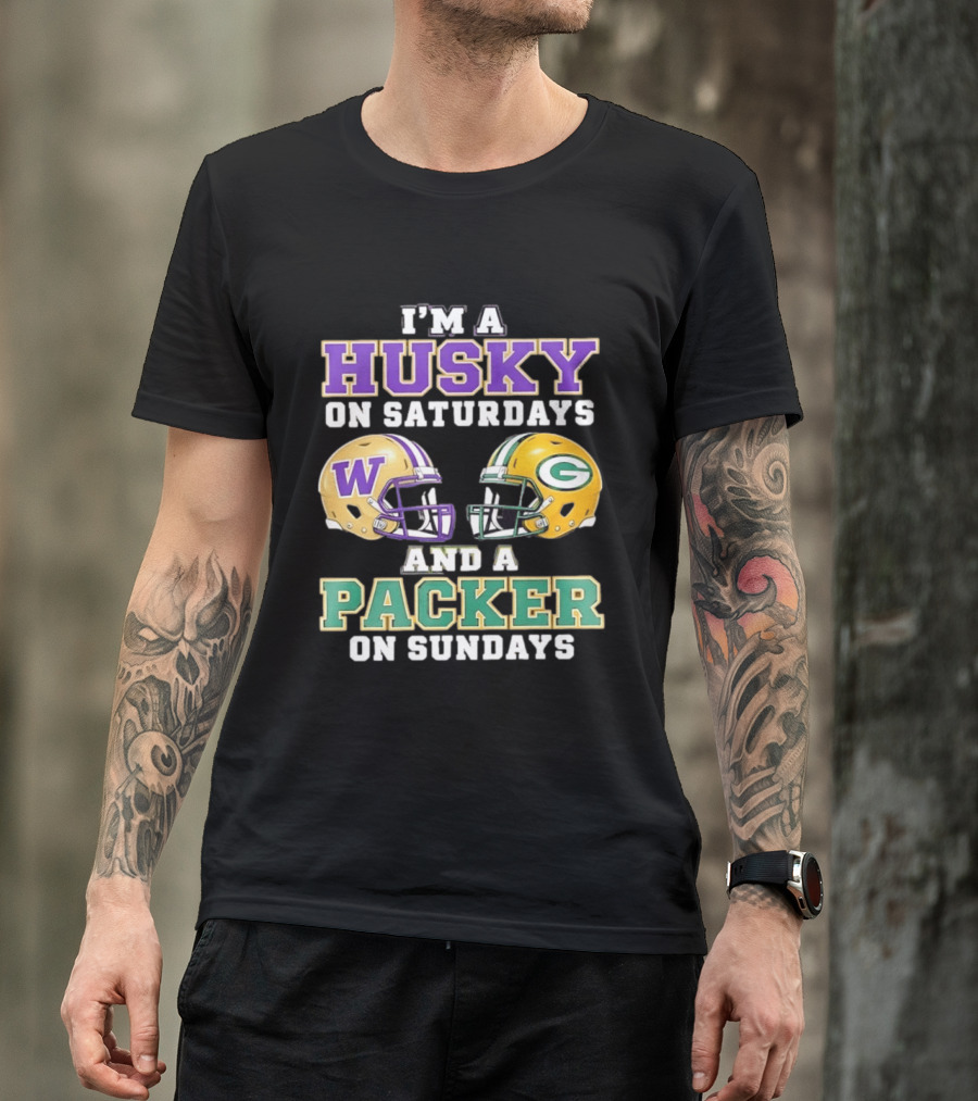 I'm A Husky On Saturdays And A Packer On Sundays W Logo G T-Shirt