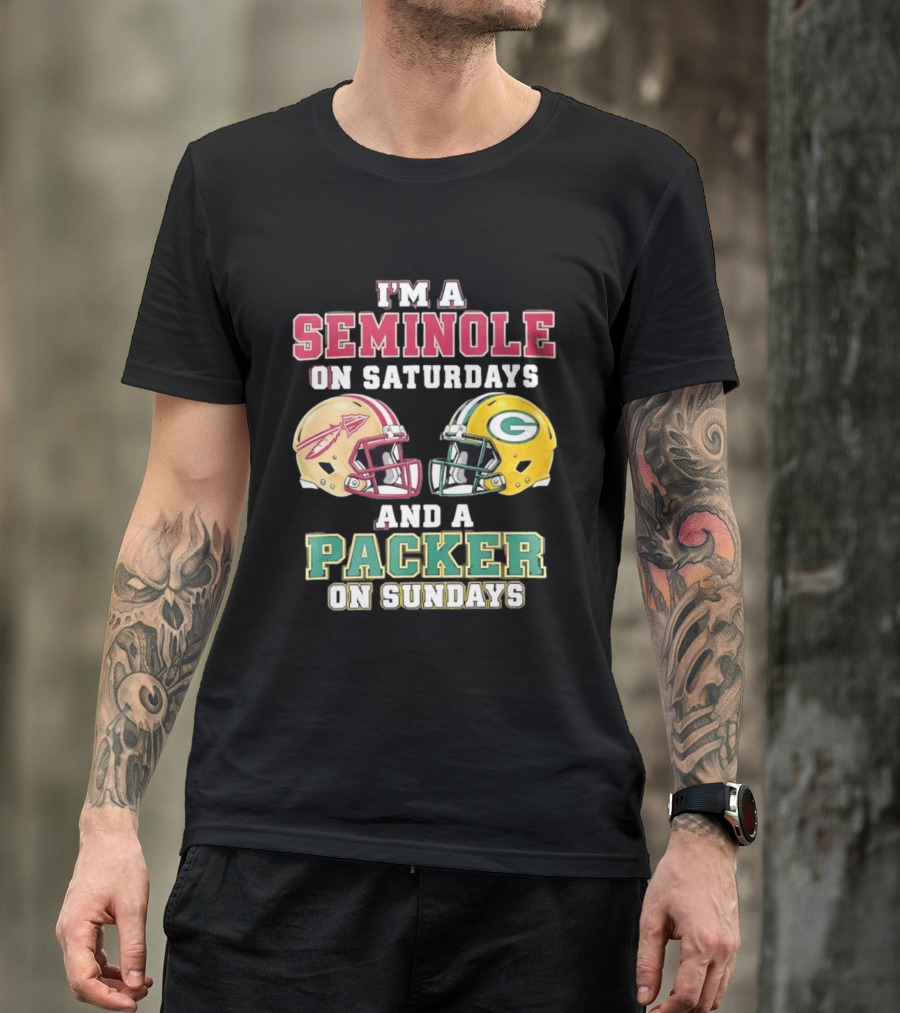 I'm A Seminole On Saturdays And A Packer On Sundays Helmet Team Spirit T-Shirt