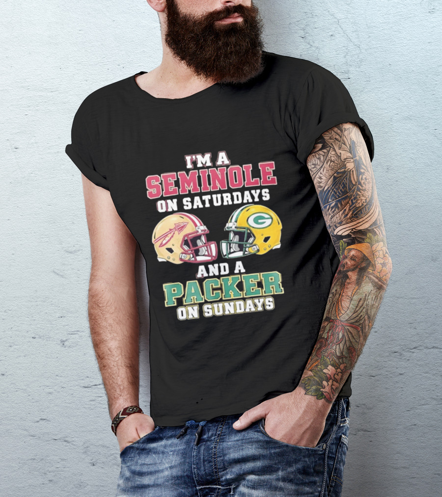 I'm A Seminole On Saturdays And A Packer On Sundays Helmet Team Spirit T-Shirt