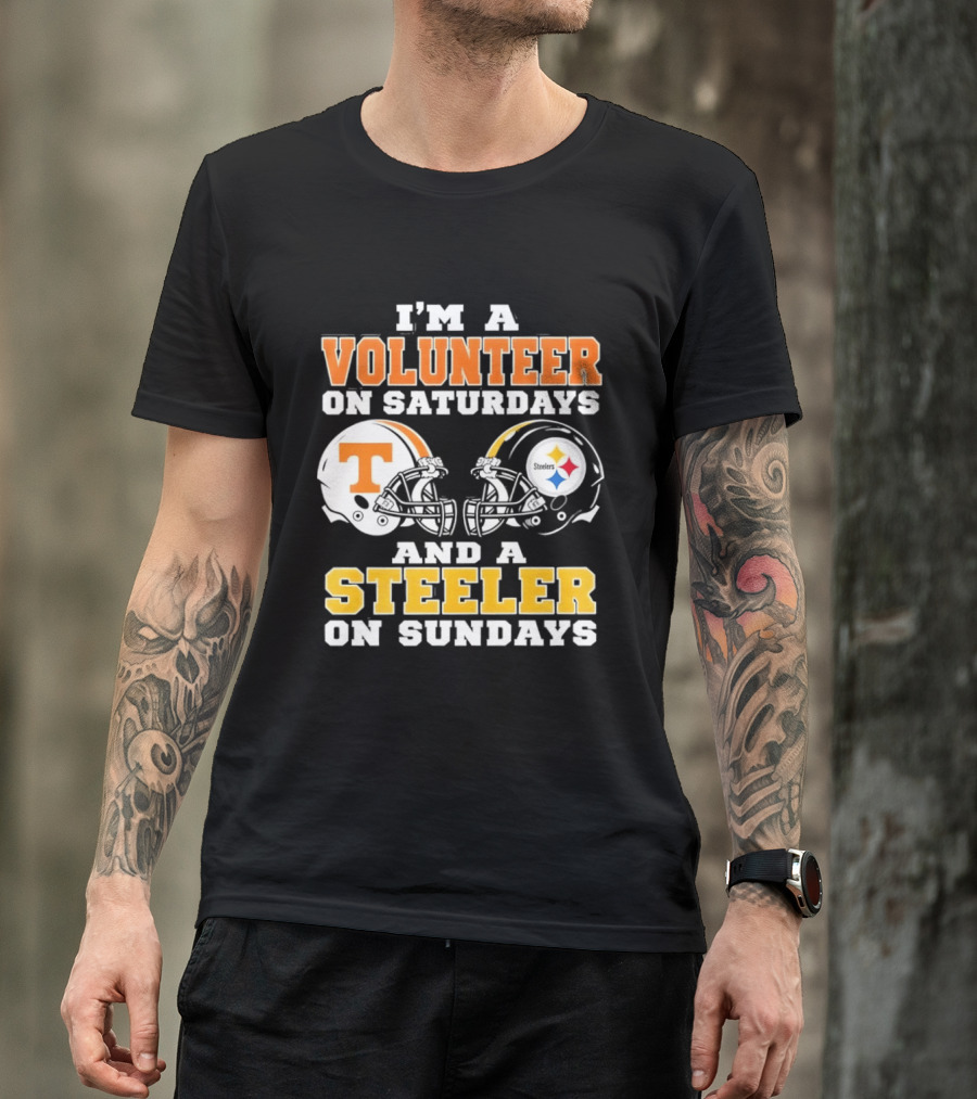 I'm A Volunteer On Saturdays Steeler On Sundays Football Helmets T-Shirt