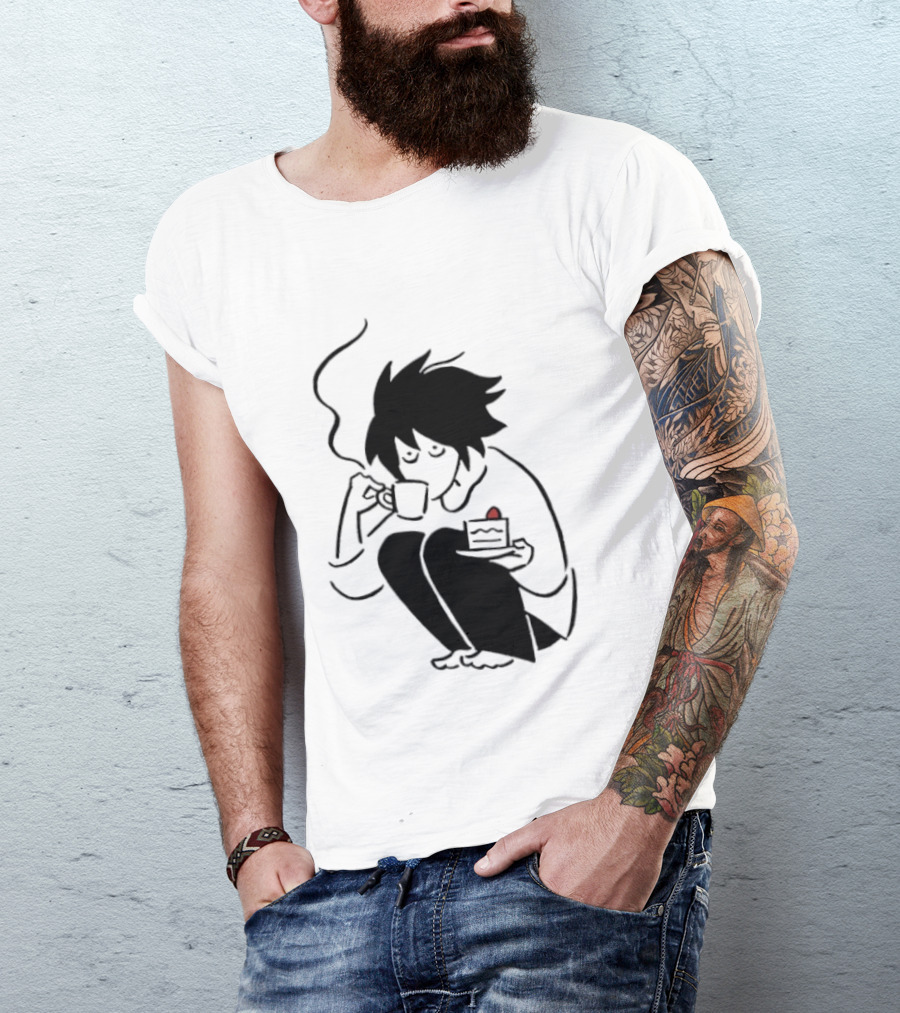 Death Note L Coffee And Strawberry Cake Scene T-Shirt