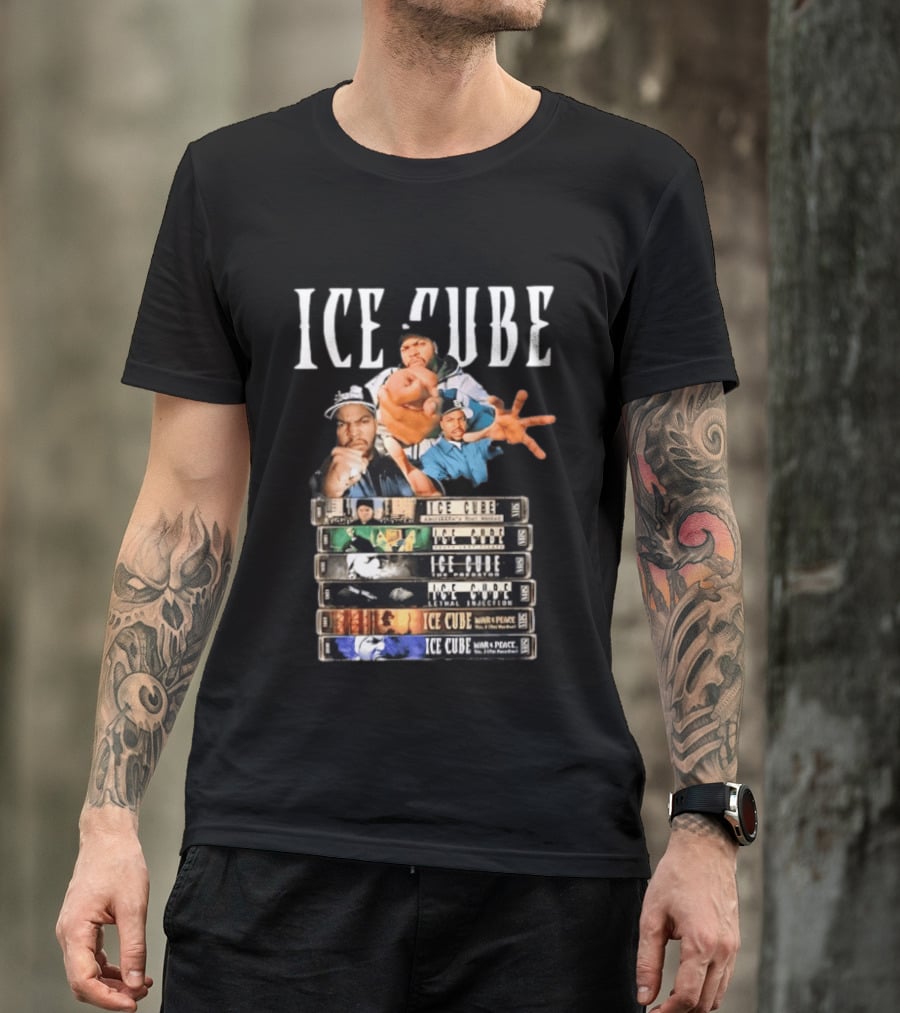 Ice Cube Albums Stack Hip Hop 90s Iconic Collection T-Shirt