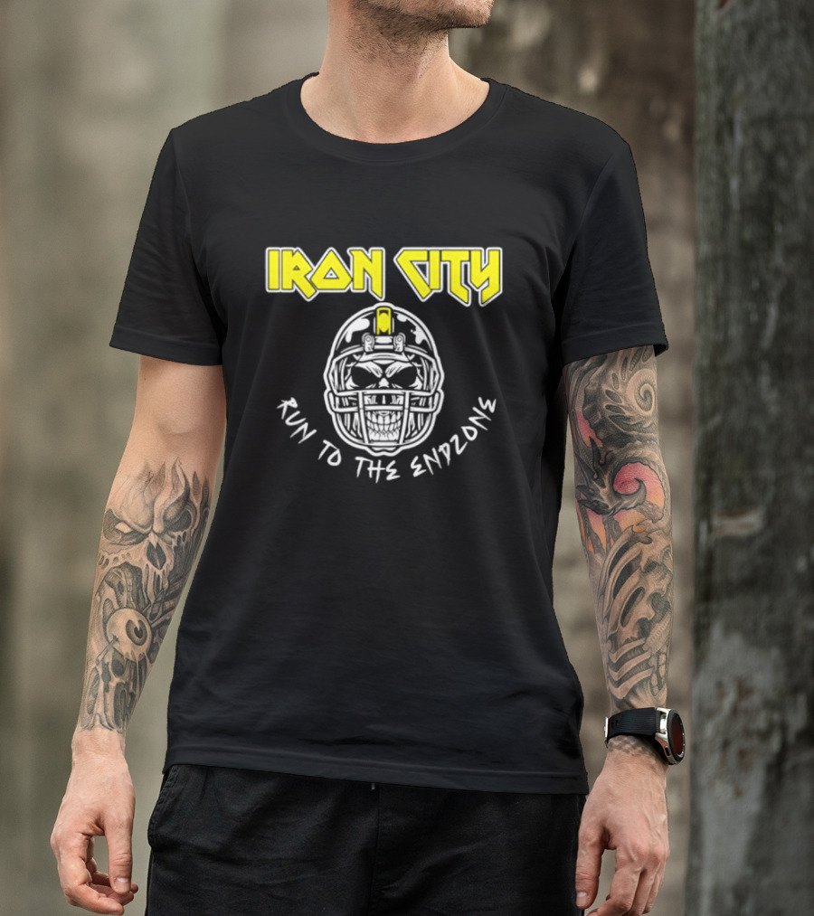 Iron City Run To The Endzone Skull Helmet T-Shirt