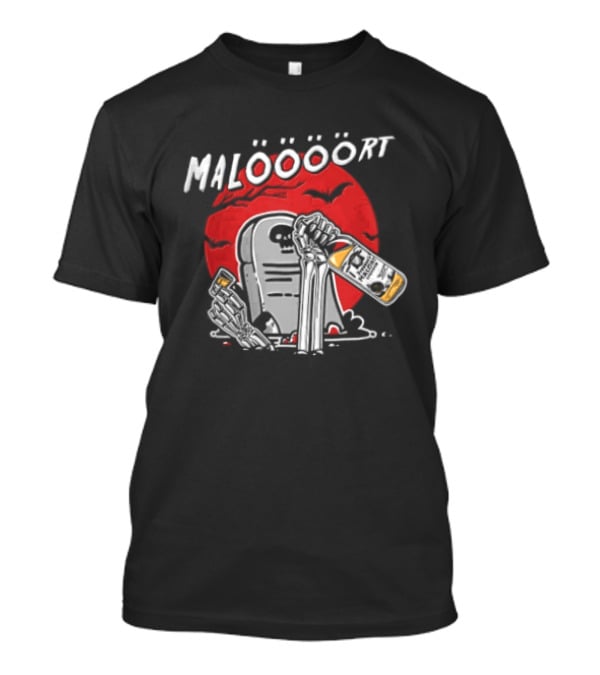 Jeppsons Malort Maloooort Skeleton Tombstone Liquor Pouring Scene T-Shirt