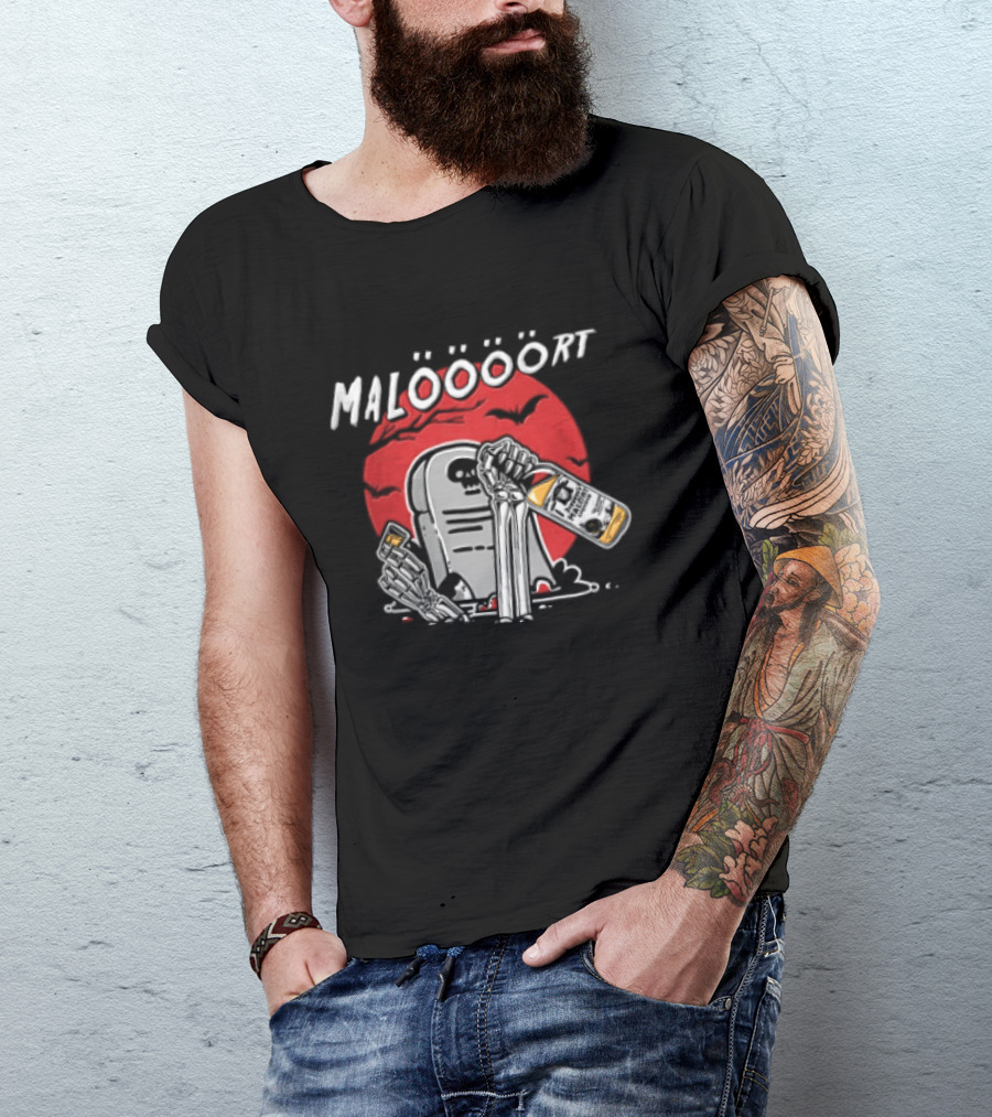 Jeppsons Malort Maloooort Skeleton Tombstone Liquor Pouring Scene T-Shirt