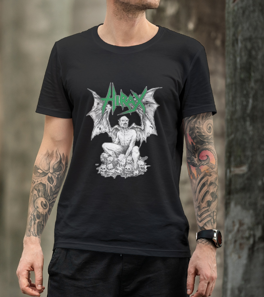 Nightshift Store Hirax 13Th Son Winged Skeleton On Skulls T-Shirt