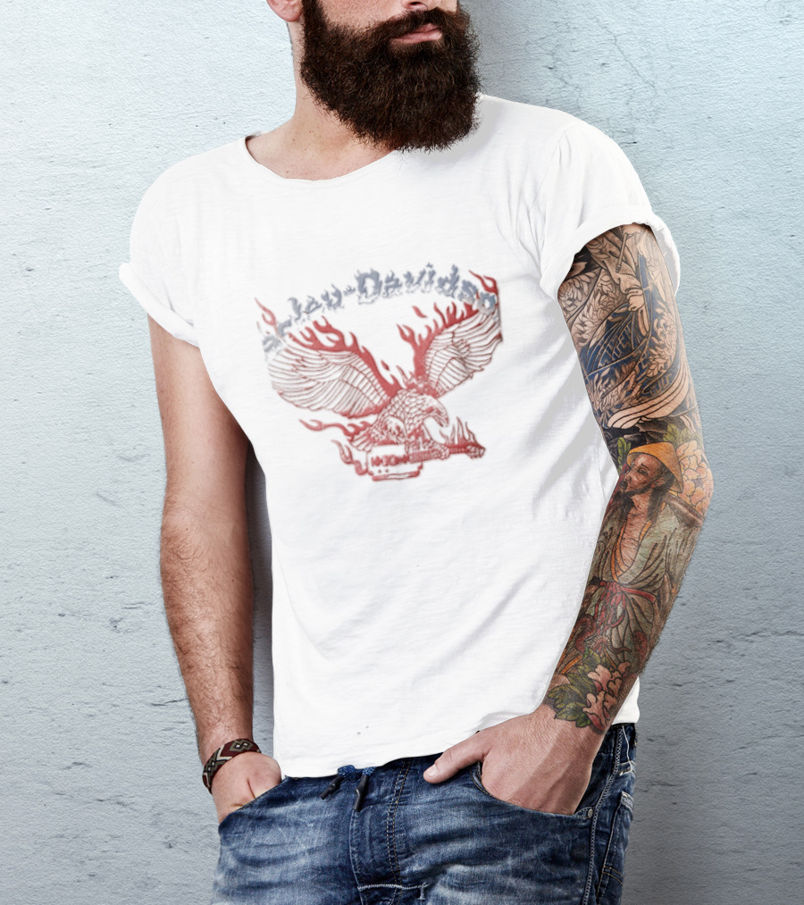 Harley Davidson Flaming Eagle Electric Guitar T-Shirt