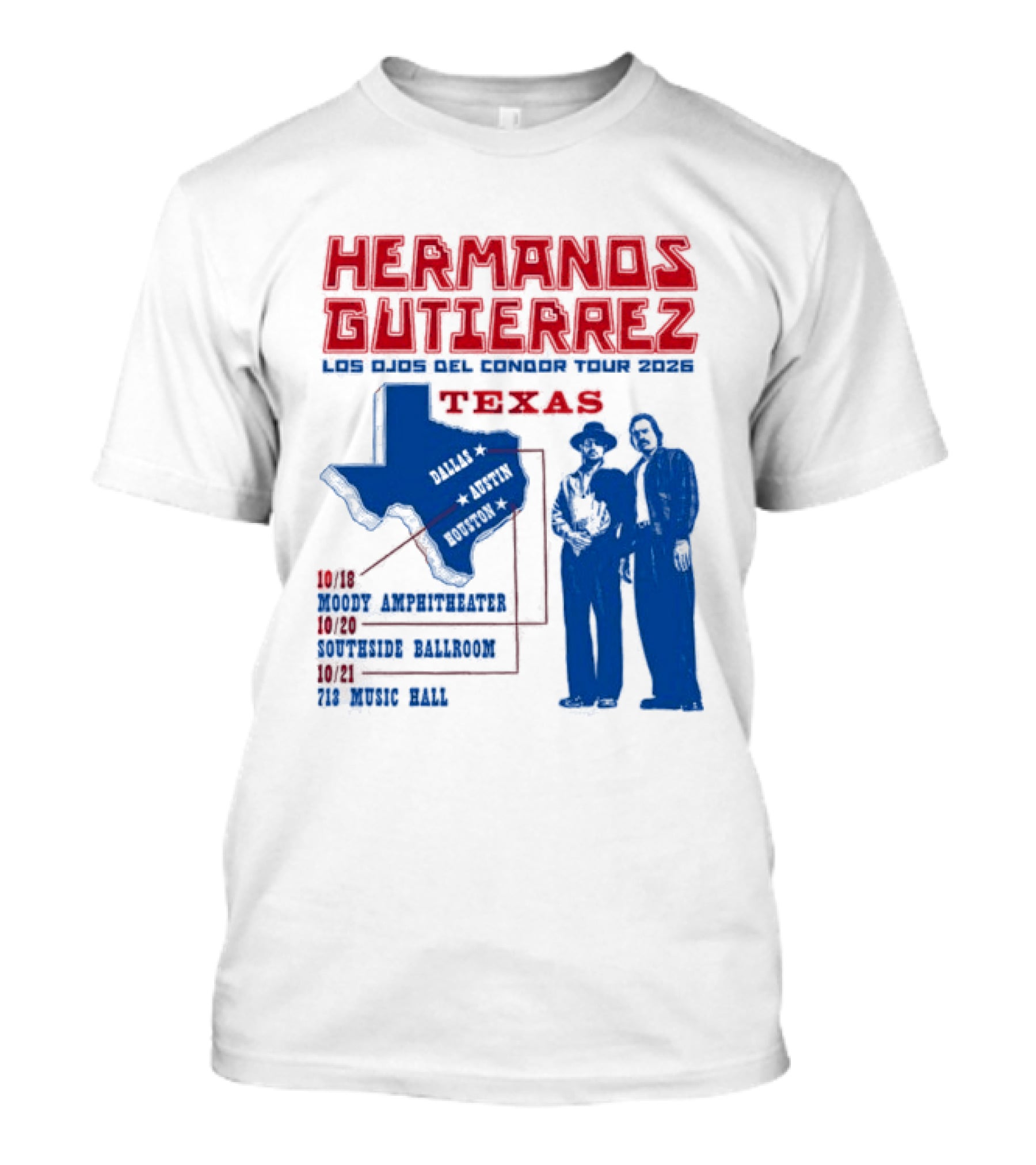 Hermanos Gutierrez Texas Los Ojos Condor Tour Dates October 18 Austin 20 Houston 21 Dallas 2026 T-Shirt