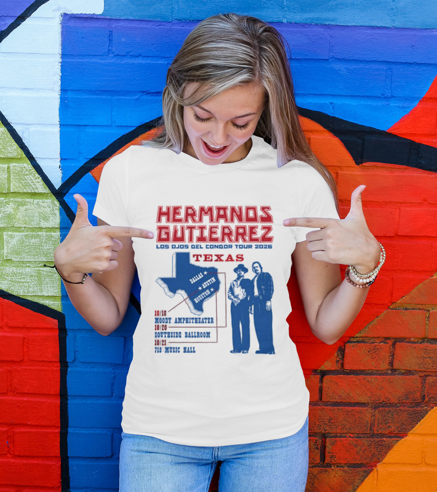 Hermanos Gutierrez Texas Los Ojos Condor Tour Dates October 18 Austin 20 Houston 21 Dallas 2026 T-Shirt