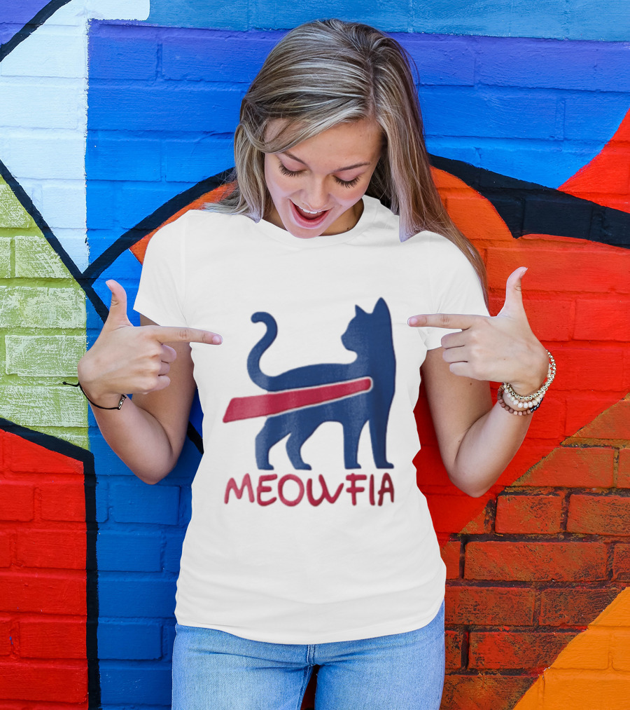 Meowfia Blue Cat Red T-Shirt
