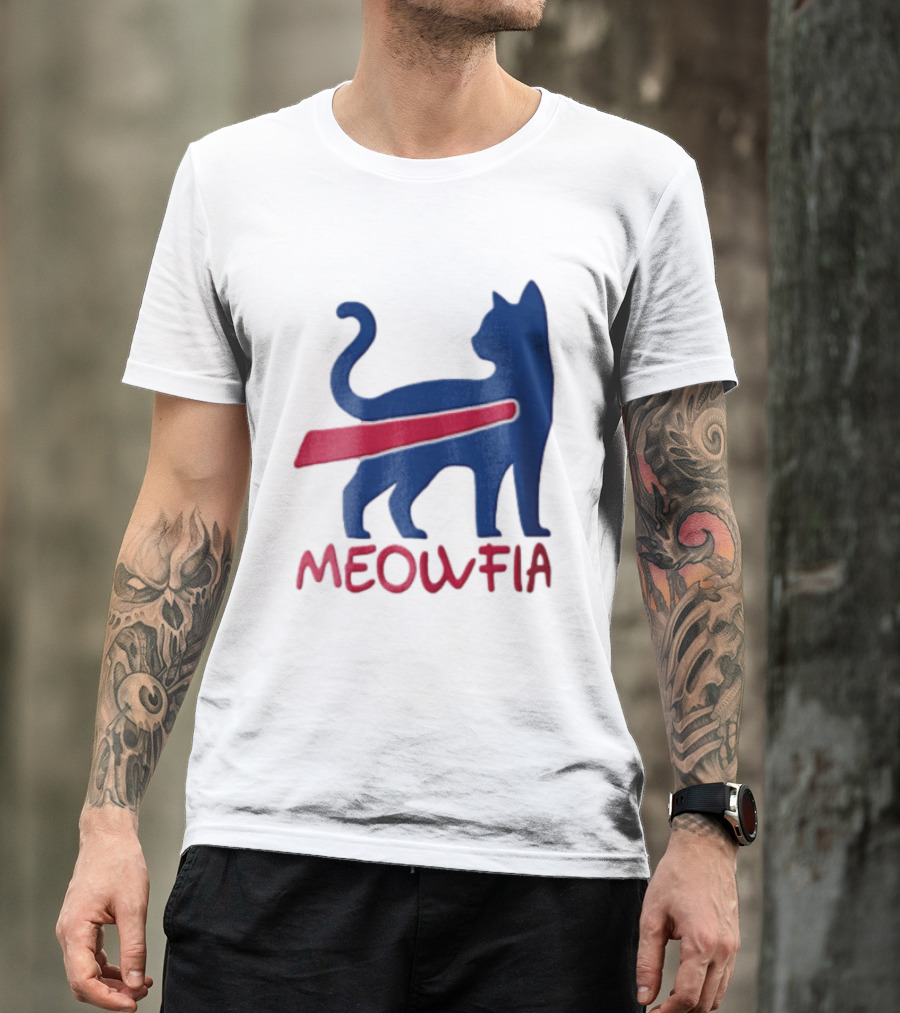 Meowfia Blue Cat Red T-Shirt