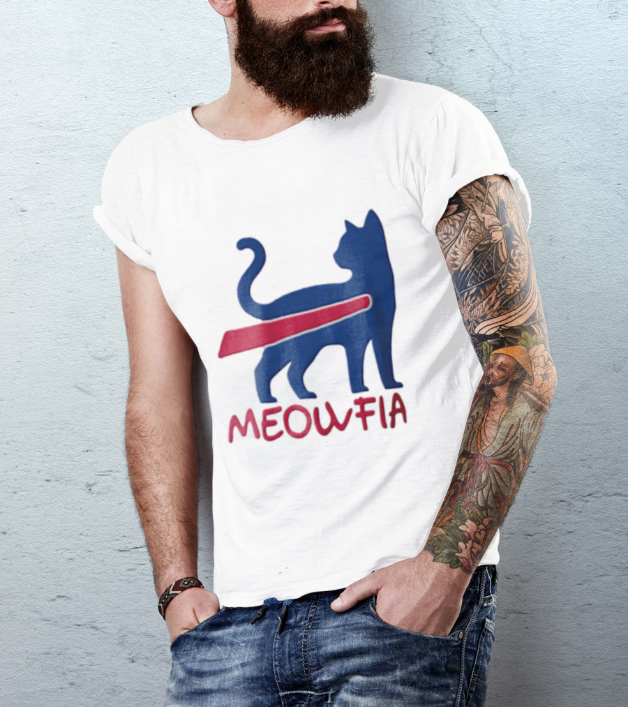 Meowfia Blue Cat Red T-Shirt