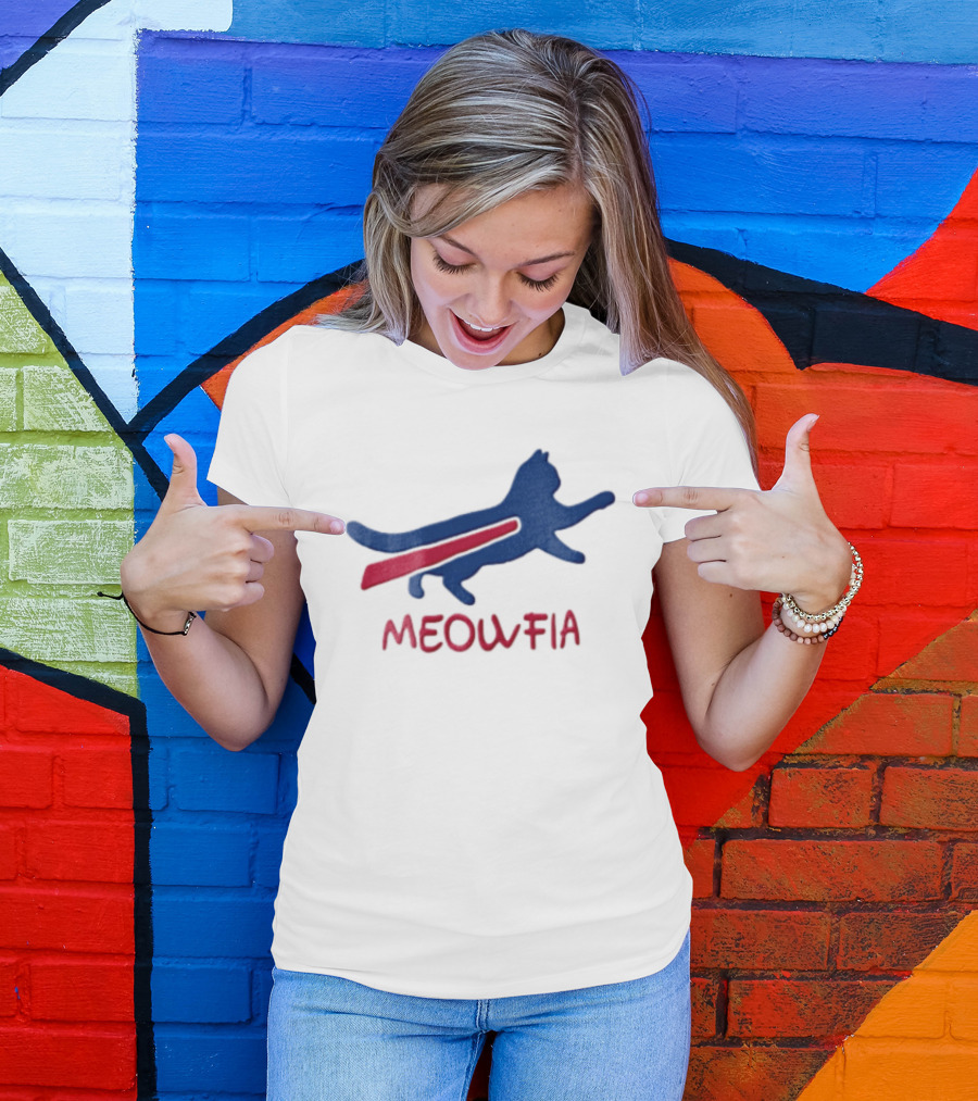 Meowfia Blue Cat Red T-Shirt