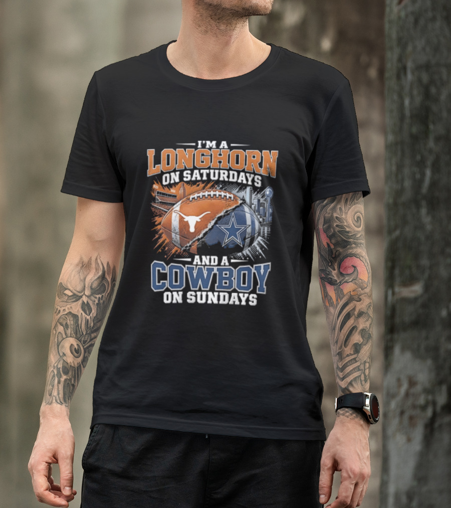 Texas Longhorn On Saturdays Dallas Cowboys On Sundays Fan Gear T-Shirt
