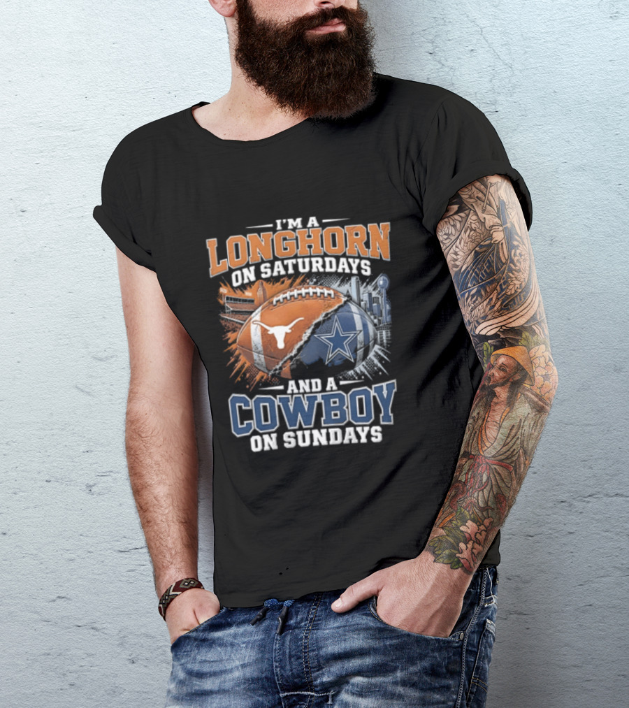 Texas Longhorn On Saturdays Dallas Cowboys On Sundays Fan Gear T-Shirt