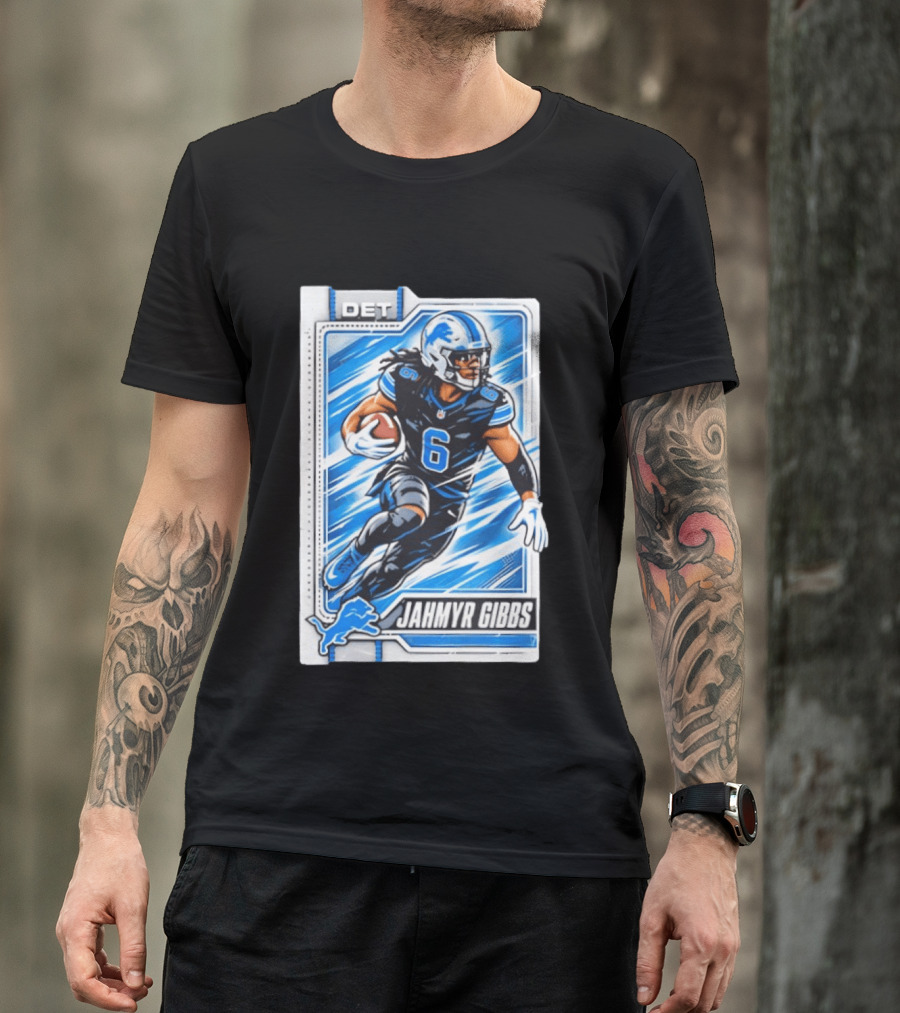 Jahmyr Gibbs DET 6 Football Card Detroit Lions T-Shirt