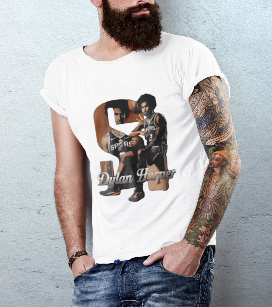 San Antonio Spurs Dylan Harper 2 Sitting Holding Basketball T-Shirt